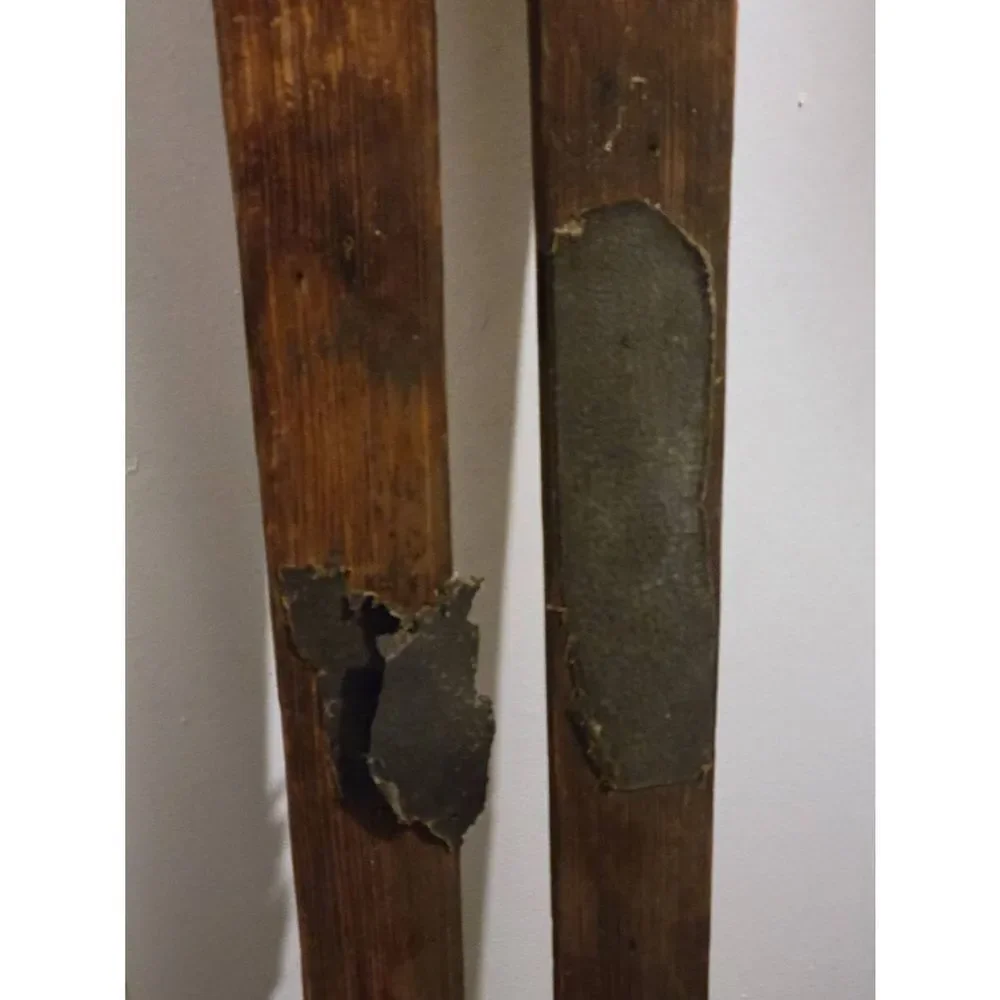 Antique Wooden Downhill skis‎ and ski poles.  Perfect for  Cabin or lodge decor